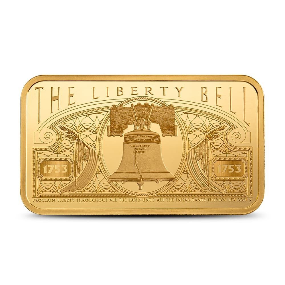 1 oz PAMP Suisse America The Free Liberty Bell Gold Bar (New w/ Assay) - Image 3