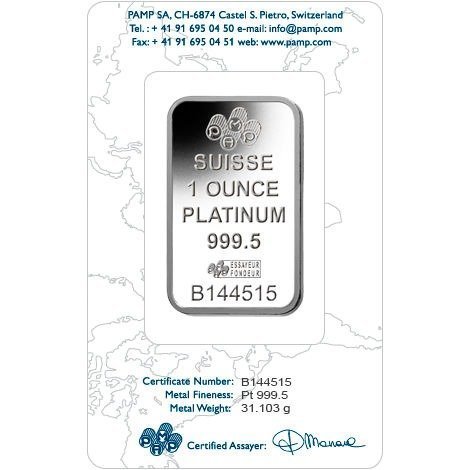 1 oz PAMP Suisse Fortuna Platinum Bar (New w/ Assay) - Image 3