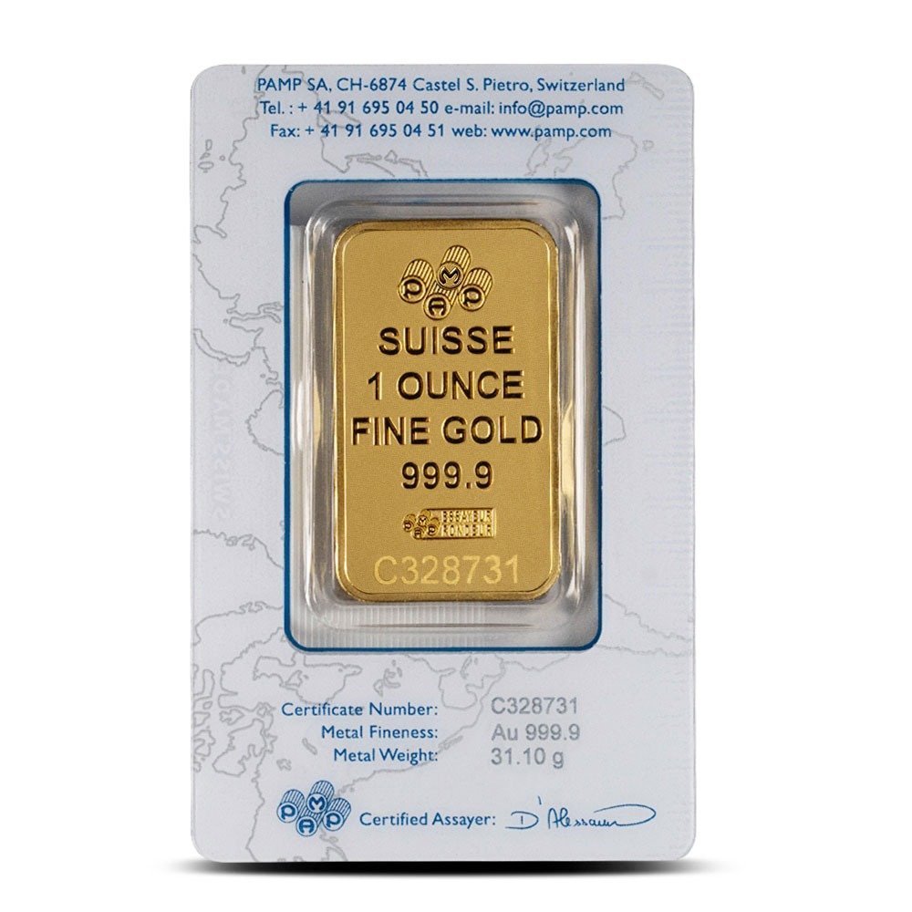 Buy 1 oz PAMP Suisse Gold Bars (Classic PAMP Design, New w/ Assay) - Image 2