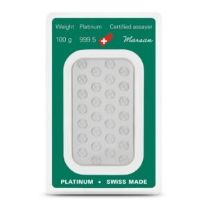 100 Gram Argor Heraeus Platinum Bar (New w/ Assay)