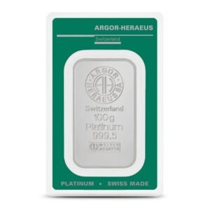 100 Gram Argor Heraeus Platinum Bar (New w/ Assay)