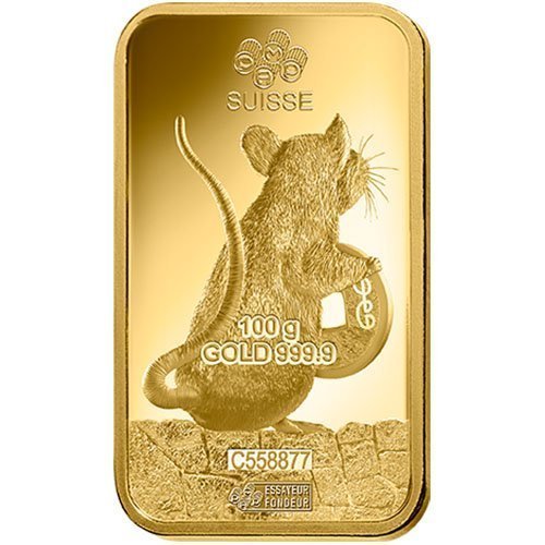100 Gram PAMP Suisse Lunar Rat Gold Bar (New w/ Assay) - Image 2