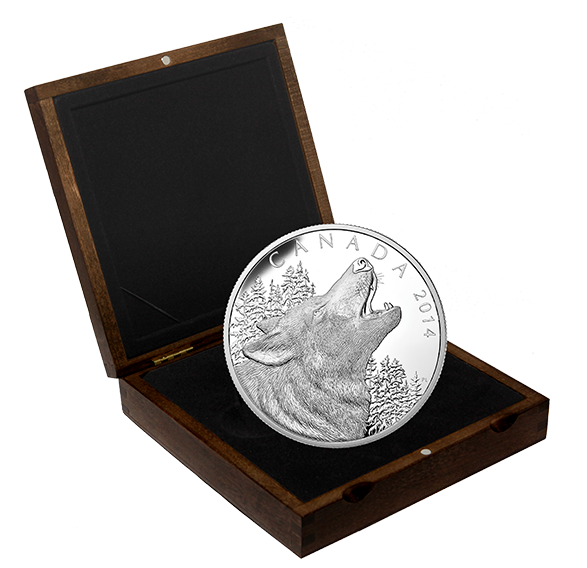 2014 1/2 Kilo Howling Wolf $125 Canadian Silver Coin