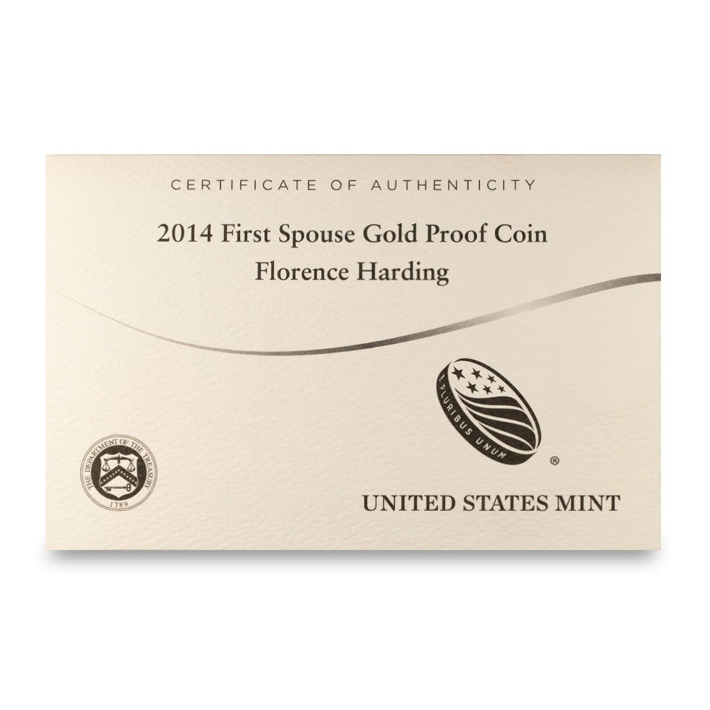 2014-W 1/2 oz Proof US Mint First Spouse Florence Harding Gold Coin (Box + CoA) - Image 3