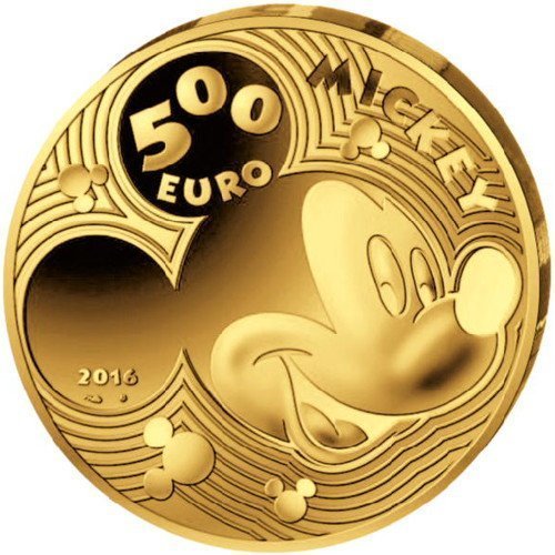 2016 5 oz Proof French Gold Mickey Mouse Through the Ages Coin (Box + CoA) - Image 2