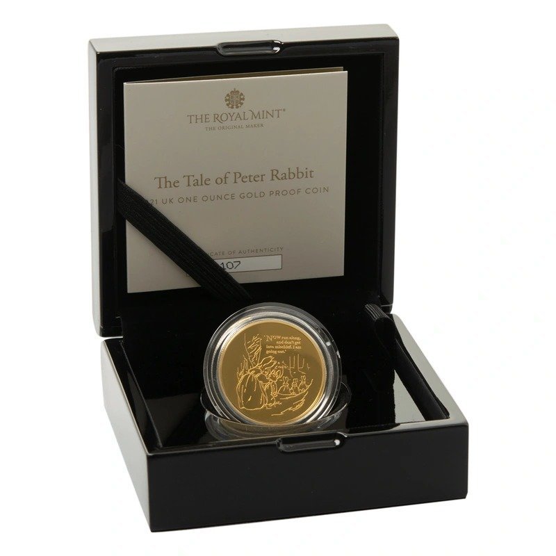 2021 Proof Peter Rabbit 1 oz Gold Coin Boxed