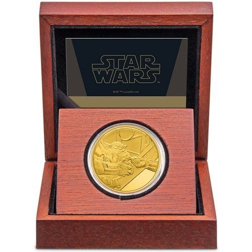 2022 1 oz Proof Niue Gold Mandalorian Grogu Coin (Box + CoA) - Image 2