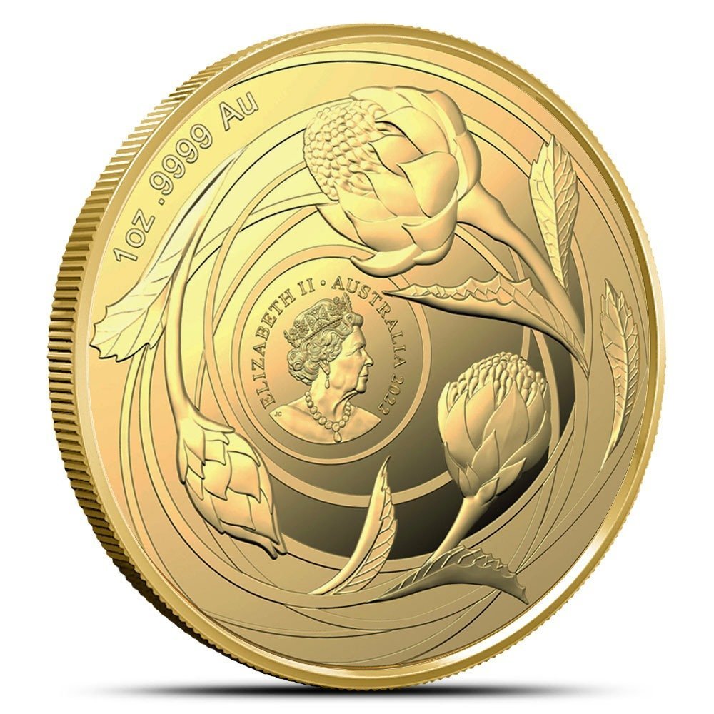 2022 1 oz Royal Australian Mint Gold Wildflowers of Australia Waratah Coin (BU) - Image 2