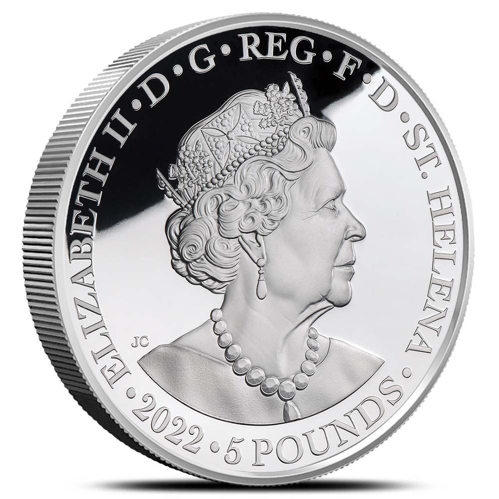 2022 5 oz Proof St. Helena Silver Queen's Platinum Jubilee Coin (Box + CoA) - Image 2