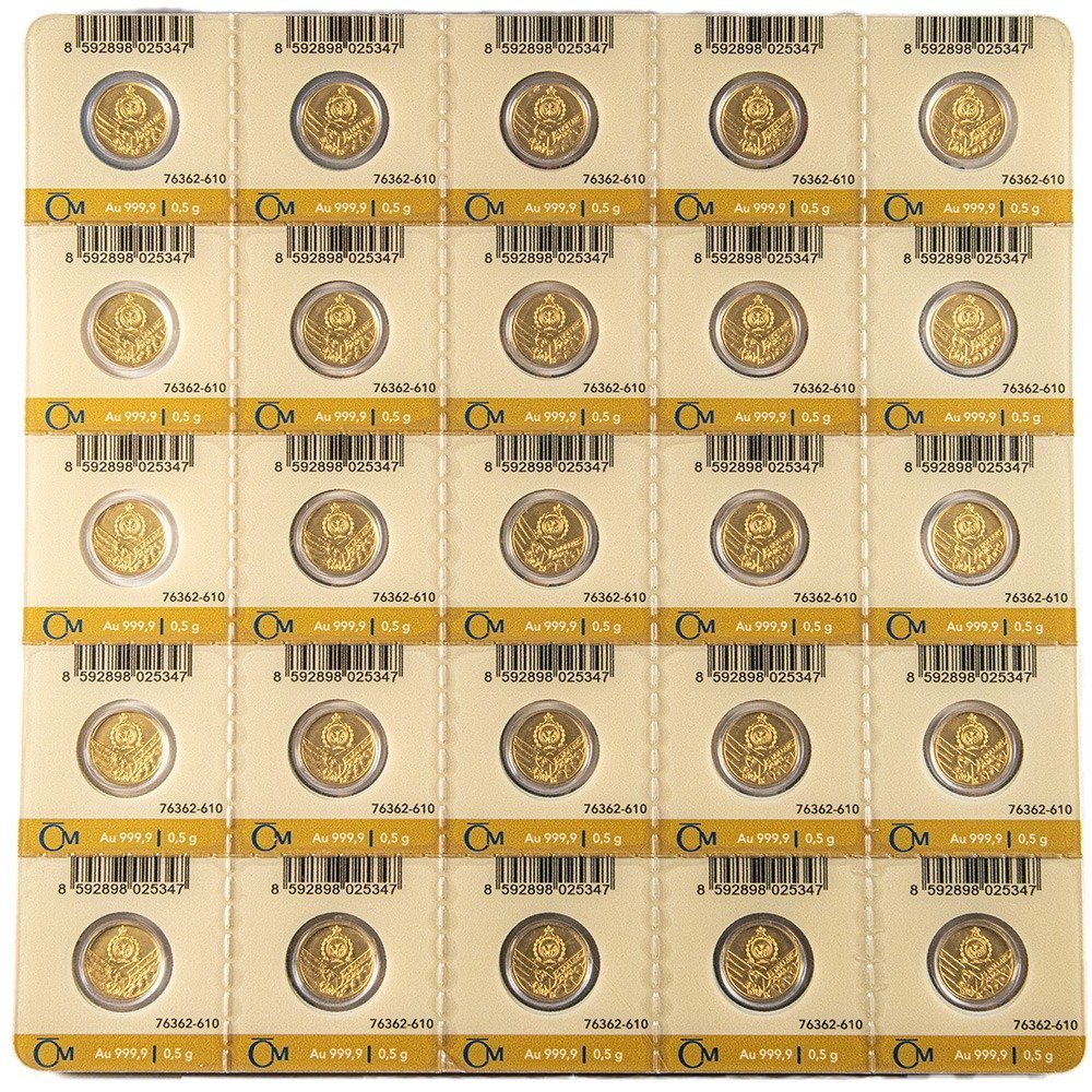 2023 25 12.5 Gram Niue Czech Lion Gold Multigram Coin (25 x 1/2 Gram New, w/ Assay) - Image 2