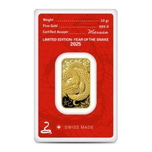 2025 10 Gram Argor Heraeus Lunar Snake Gold Bar (New w/ Assay)