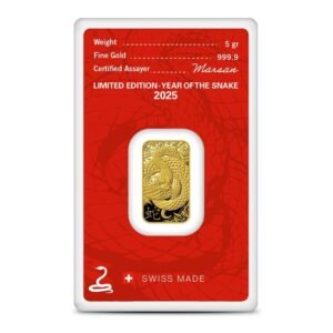 2025 5 Gram Argor Heraeus Lunar Snake Gold Bar (New w/ Assay)