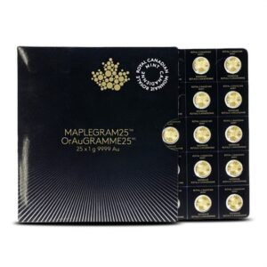 25 Gram Canadian Gold MapleGram (25x1g, BU w/ Assay)