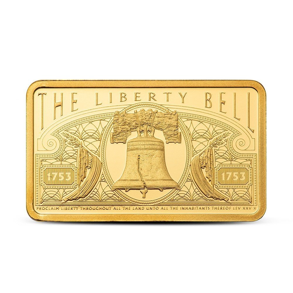 Buy 5 Gram PAMP Suisse America The Free Liberty Bell Gold Bar (New w/ Assay) - Image 3