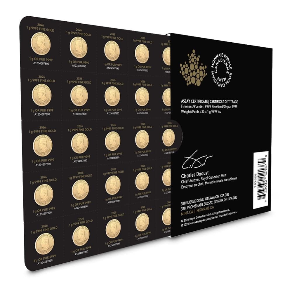 2026 25 Gram Canadian Gold MapleGram (25x1g, BU w/Assay) - Image 5