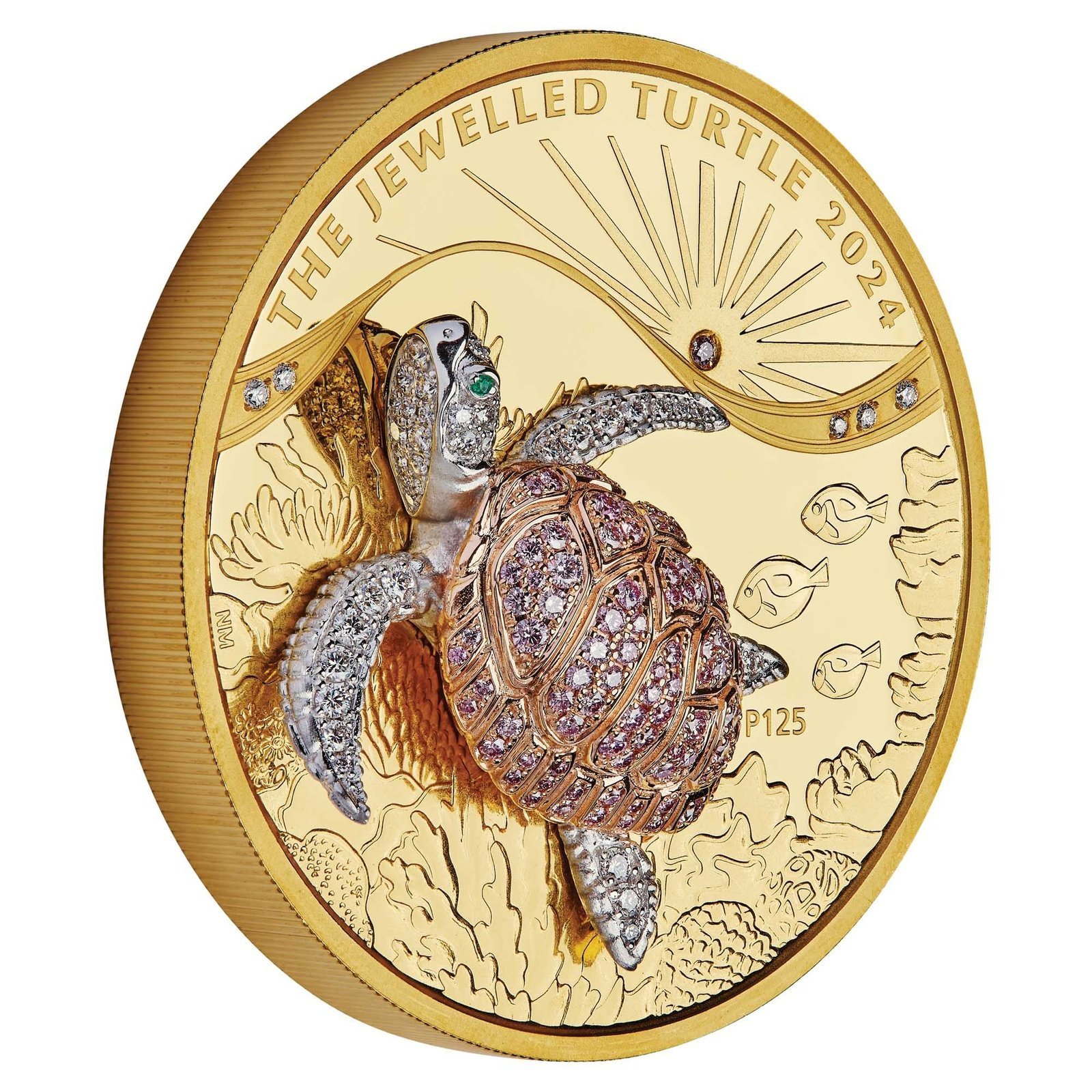 2024 10 oz Proof Jewelled Turtle Gold Coin - Image 2